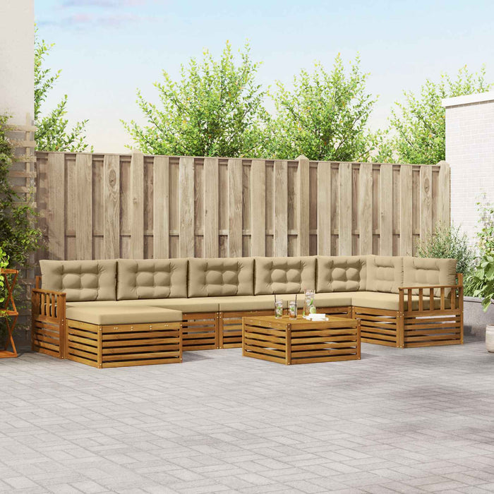 Seturi de canapele 8 pcs Natural și Bej Lemn Solid de Acacia - WALTI WALTI