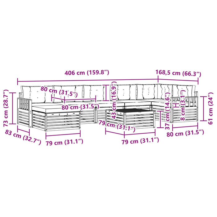 Seturi de canapele 8 pcs Natural și Bej Lemn Solid de Acacia - WALTI WALTI