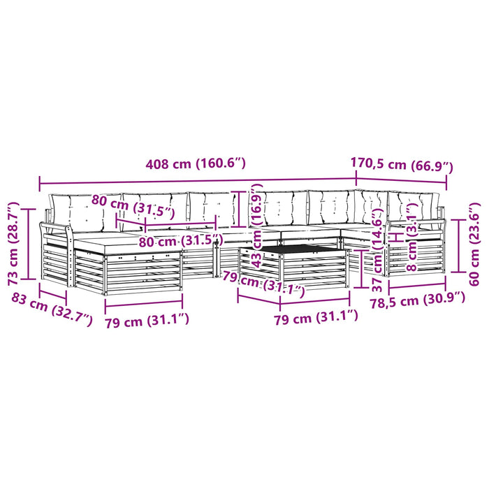 Seturi de canapele cu pernă 8 pcs Gri natural și deschis - WALTI WALTI