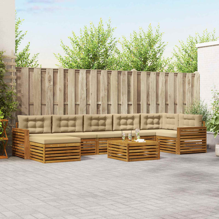 Seturi de canapele 8 pcs Natural și Bej Lemn Solid de Acacia - WALTI WALTI