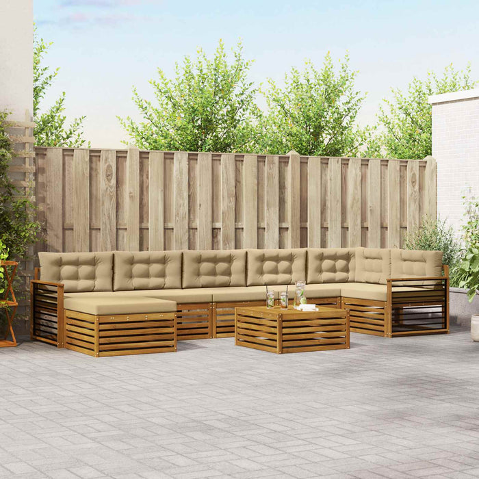 Seturi de canapele 8 pcs Natural și Bej Lemn Solid de Acacia - WALTI WALTI