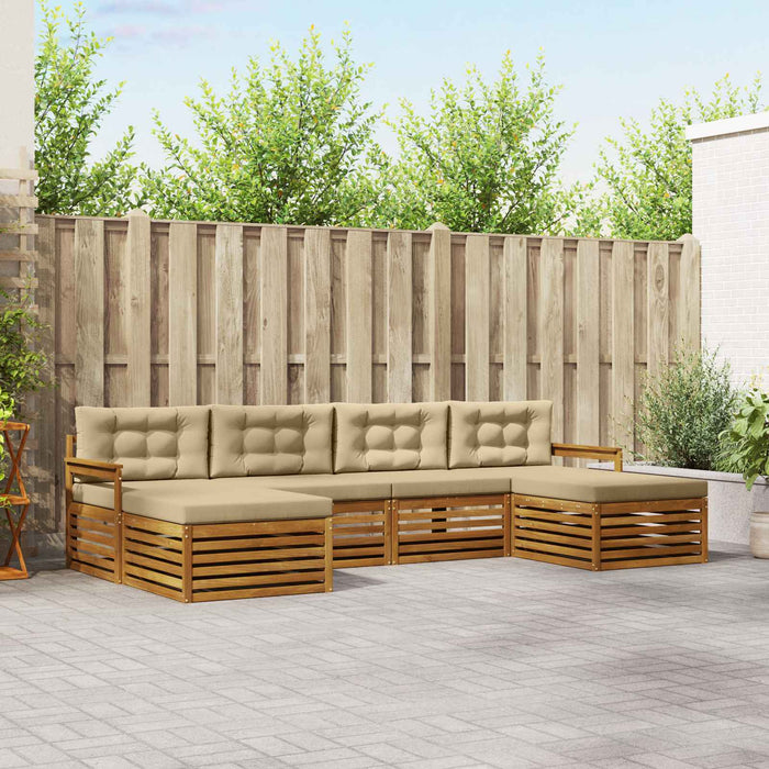 Seturi de canapele 6 pcs Natural și Bej Lemn Solid de Acacia - WALTI WALTI