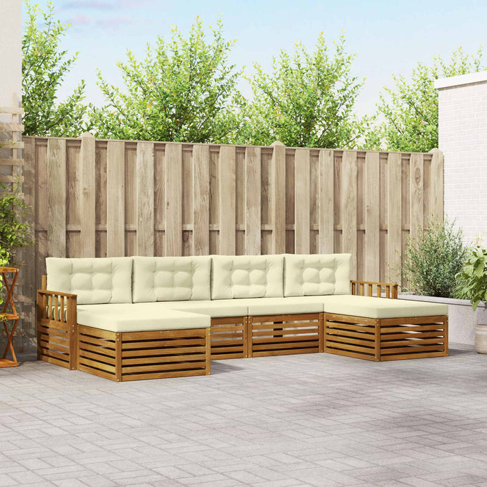 Seturi de canapele 6 pcs Natural și Crem Lemn Solid de Acacia - WALTI WALTI