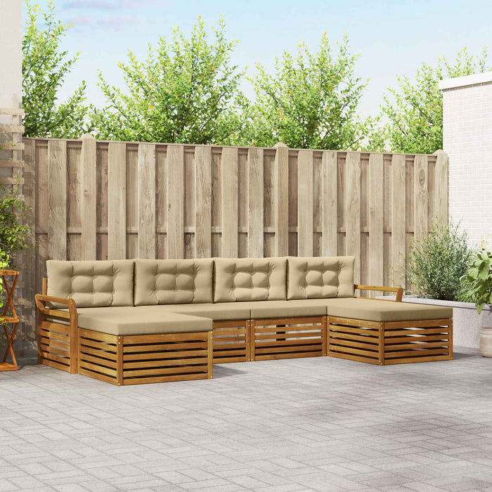 Seturi de canapele 6 pcs Natural și Bej Lemn Solid de Acacia - WALTI WALTI