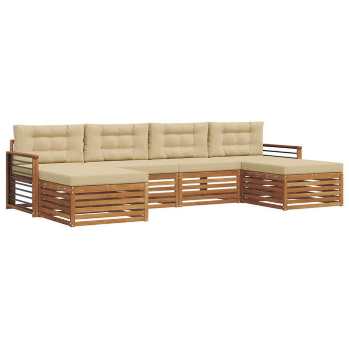 Seturi de canapele 6 pcs Natural și Bej Lemn Solid de Acacia - WALTI WALTI