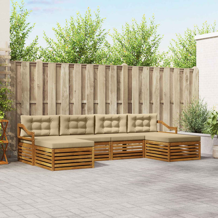Seturi de canapele 6 pcs Natural și Bej Lemn Solid de Acacia - WALTI WALTI