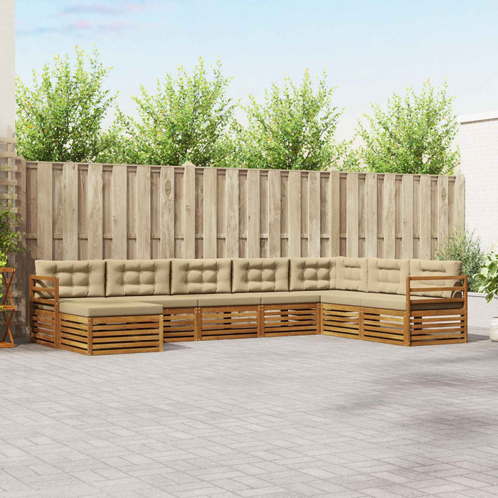 Seturi de canapele 8 pcs Natural și Bej Lemn Solid de Acacia - WALTI WALTI