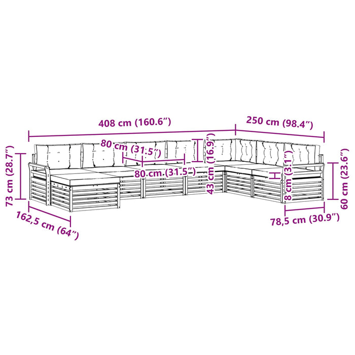 Seturi de canapele cu pernă 8 pcs Gri natural și deschis - WALTI WALTI