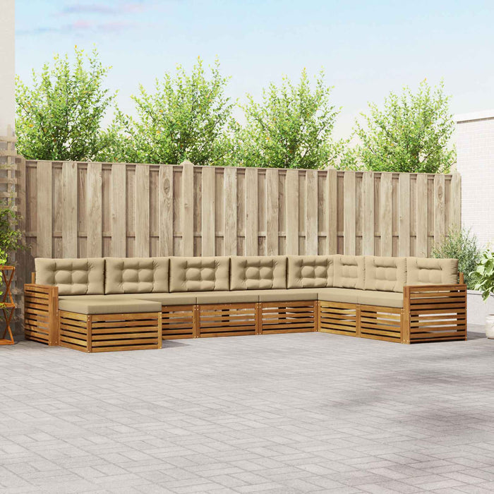 Seturi de canapele 8 pcs Natural și Bej Lemn Solid de Acacia - WALTI WALTI