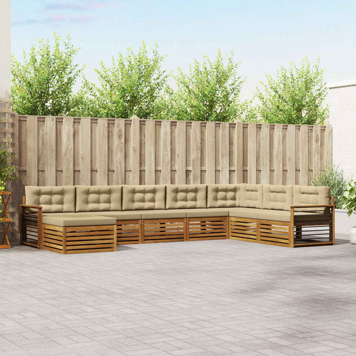 Seturi de canapele 8 pcs Natural și Bej Lemn Solid de Acacia - WALTI WALTI
