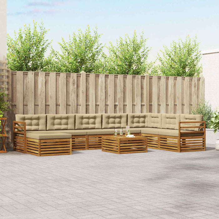 Set de canapele de exterior cu pernă 9 pcs Natural și Bej - WALTI WALTI