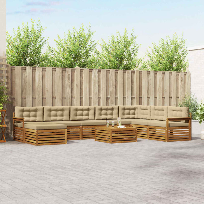 Set de canapele de exterior cu pernă 9 pcs Natural și Bej - WALTI WALTI