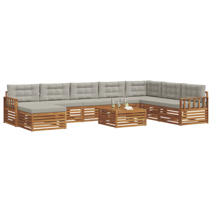 Set de canapele de exterior 9 pcs Gri natural și deschis - WALTI WALTI