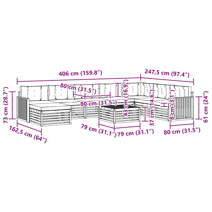 Set de canapele de exterior cu pernă 9 pcs Natural și Crem - WALTI WALTI