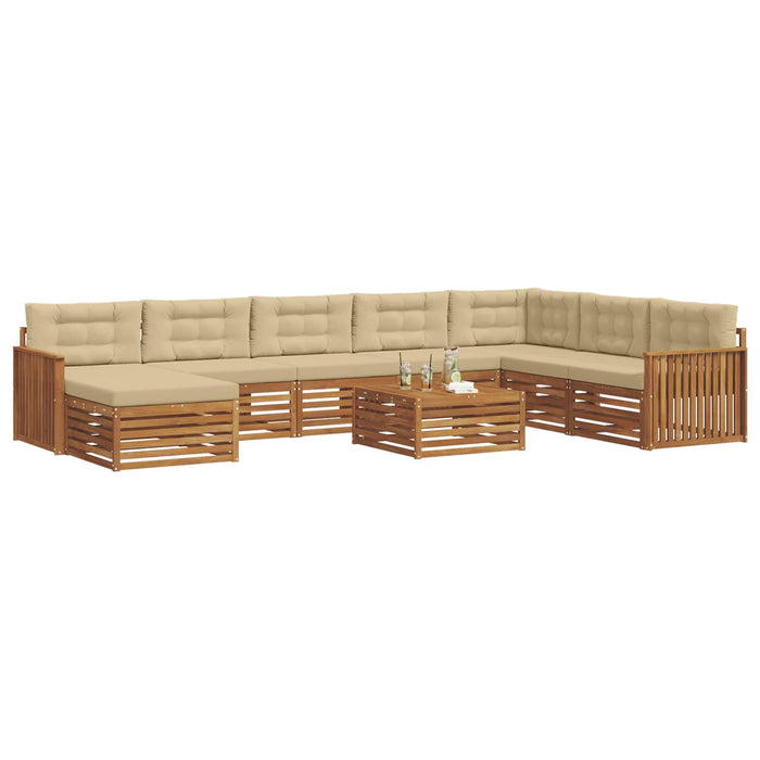 Set de canapele de exterior cu pernă 9 pcs Natural și Bej - WALTI WALTI
