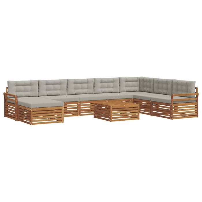 Set de canapele de exterior 9 pcs Gri natural și deschis - WALTI WALTI
