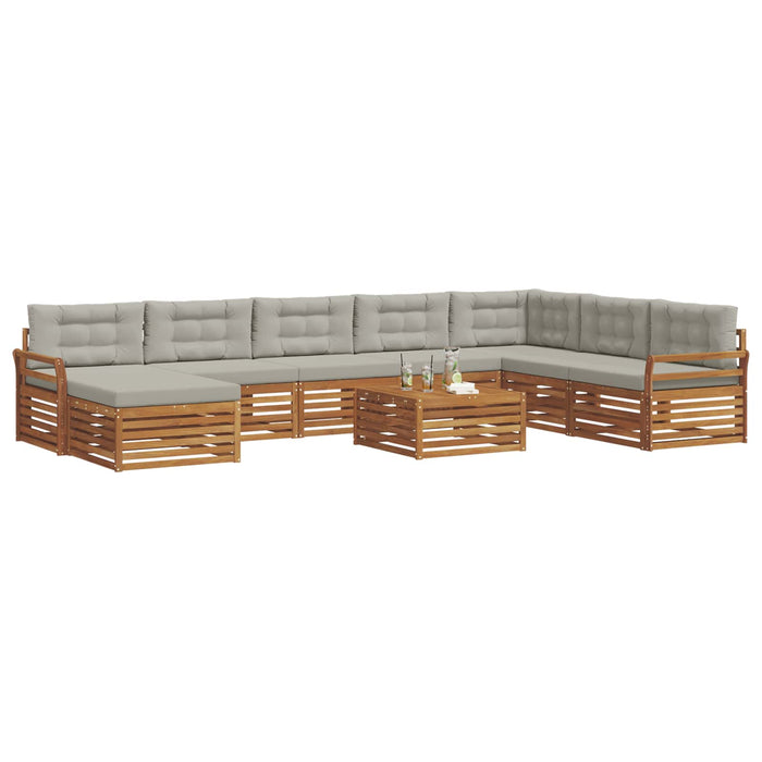 Set de canapele de exterior 9 pcs Gri natural și deschis - WALTI WALTI