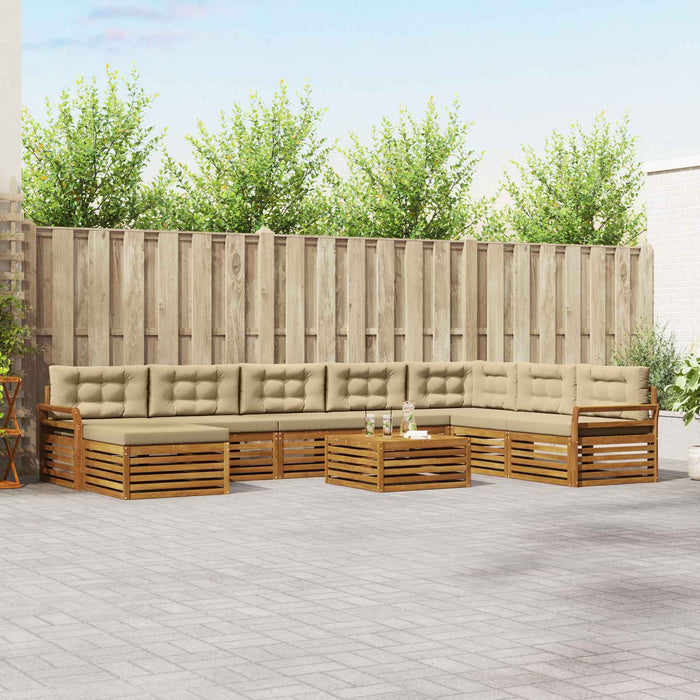 Set de canapele de exterior cu pernă 9 pcs Natural și Bej - WALTI WALTI