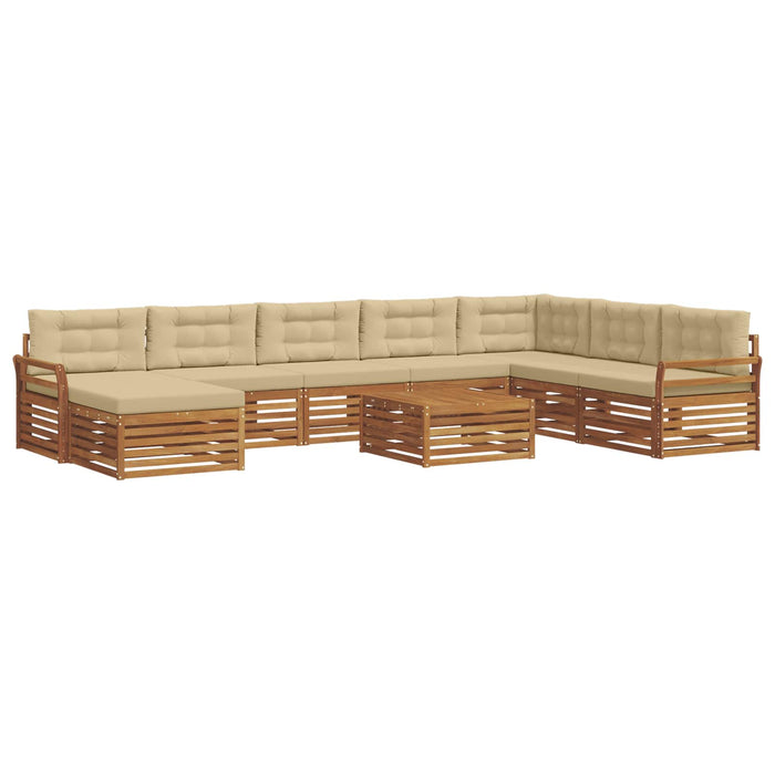 Set de canapele de exterior cu pernă 9 pcs Natural și Bej - WALTI WALTI