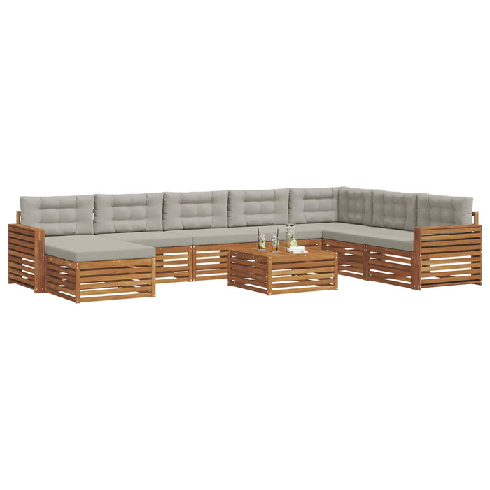 Set de canapele de exterior 9 pcs Gri natural și deschis - WALTI WALTI