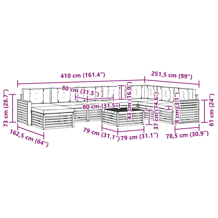Set de canapele de exterior 9 pcs Gri natural și deschis - WALTI WALTI