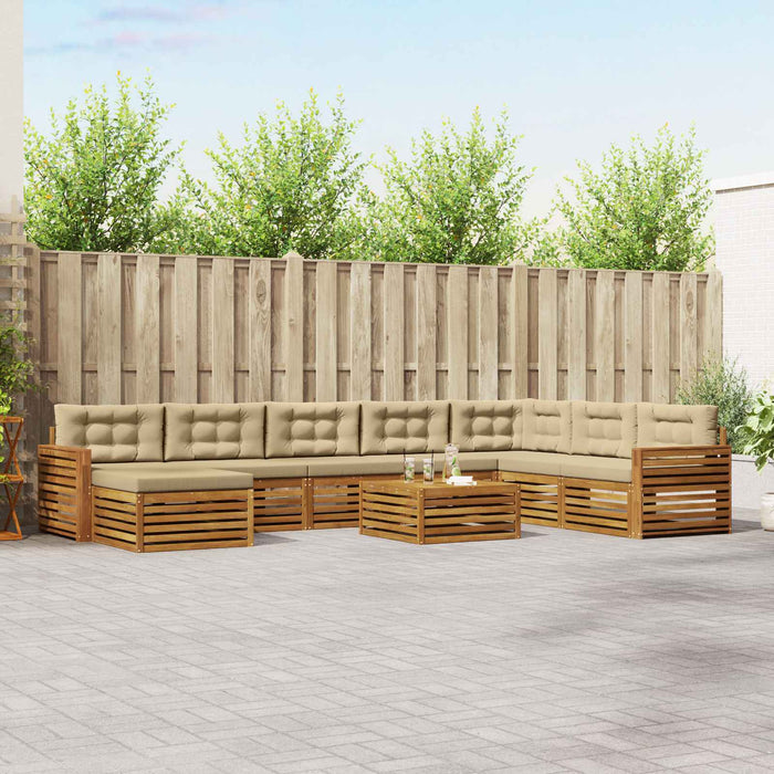 Set de canapele de exterior cu pernă 9 pcs Natural și Bej - WALTI WALTI