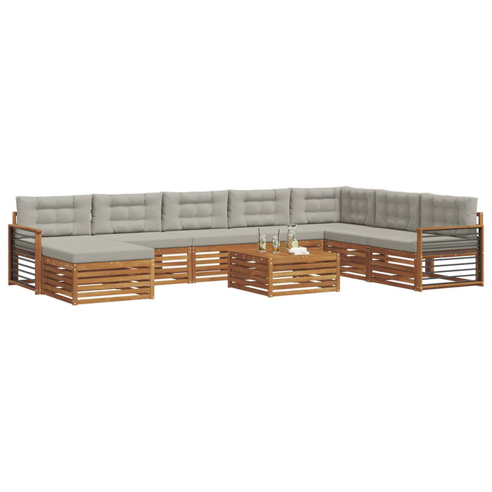 Set de canapele de exterior 9 pcs Gri natural și deschis - WALTI WALTI