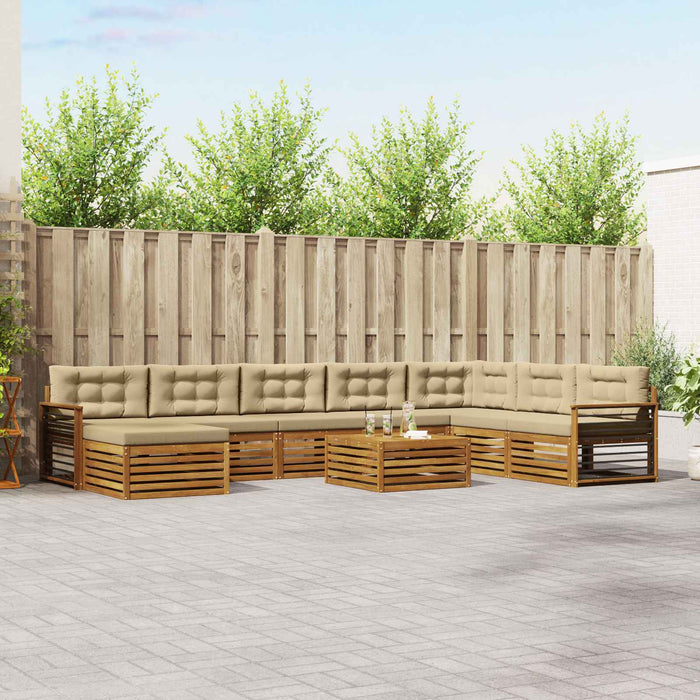 Set de canapele de exterior cu pernă 9 pcs Natural și Bej - WALTI WALTI