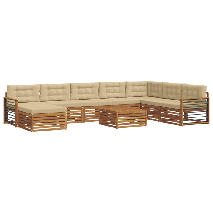 Set de canapele de exterior cu pernă 9 pcs Natural și Bej - WALTI WALTI