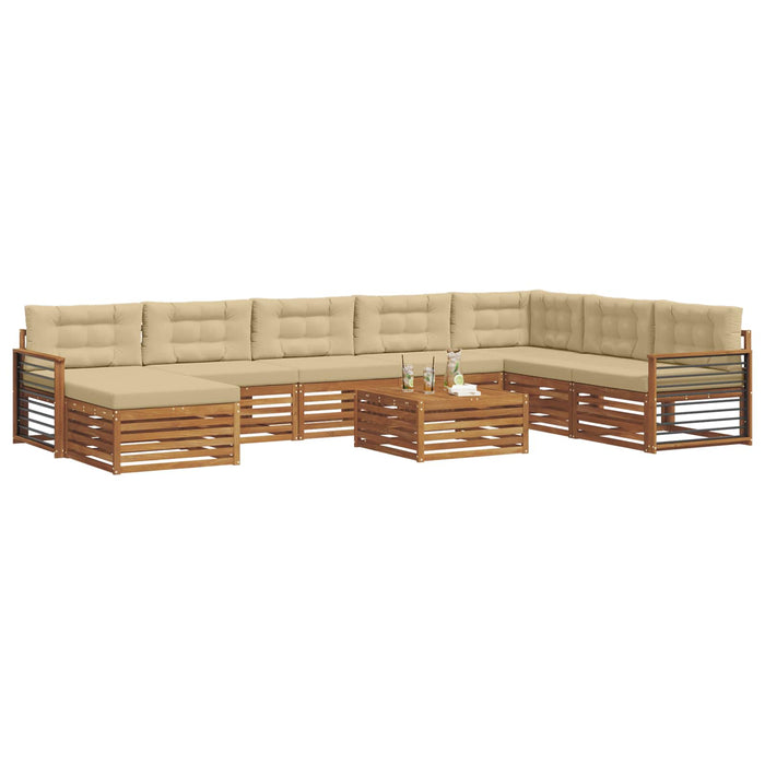 Set de canapele de exterior cu pernă 9 pcs Natural și Bej - WALTI WALTI