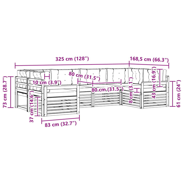 Seturi de canapele 6 pcs Natural și Crem Lemn Solid de Acacia - WALTI WALTI
