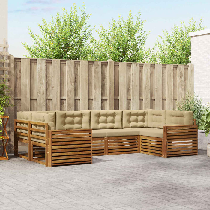 Seturi de canapele 6 pcs Natural și Bej Lemn Solid de Acacia - WALTI WALTI