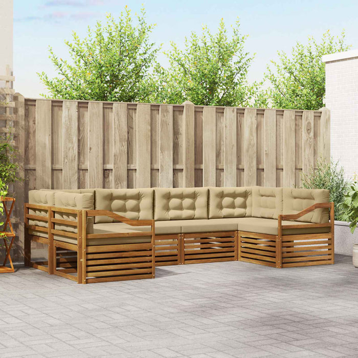 Seturi de canapele 6 pcs Natural și Bej Lemn Solid de Acacia - WALTI WALTI