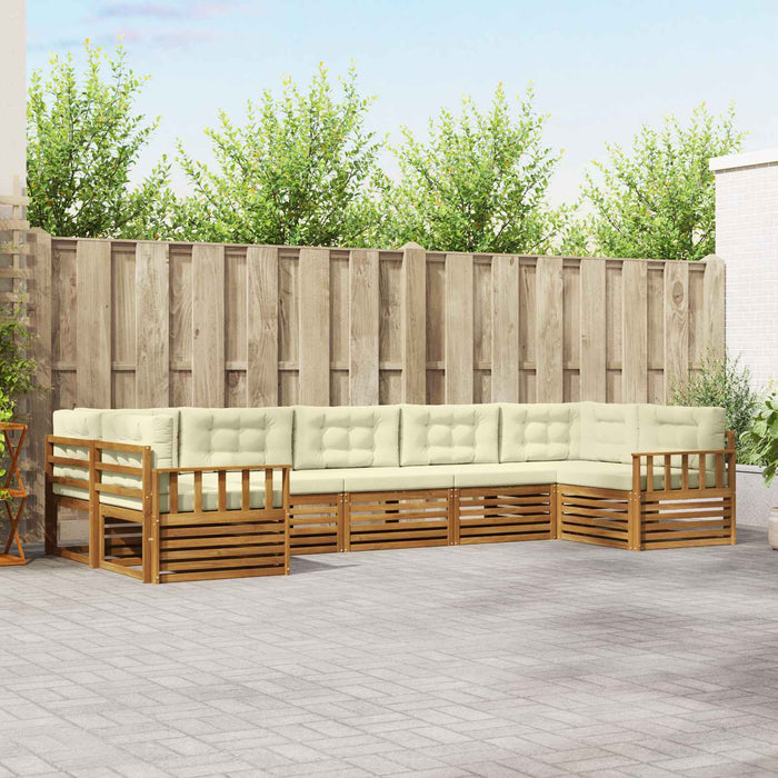 Seturi de canapele 7 pcs Natural și Crem Lemn Solid de Acacia - WALTI WALTI
