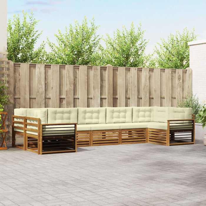 Seturi de canapele 7 pcs Natural și Crem Lemn Solid de Acacia - WALTI WALTI