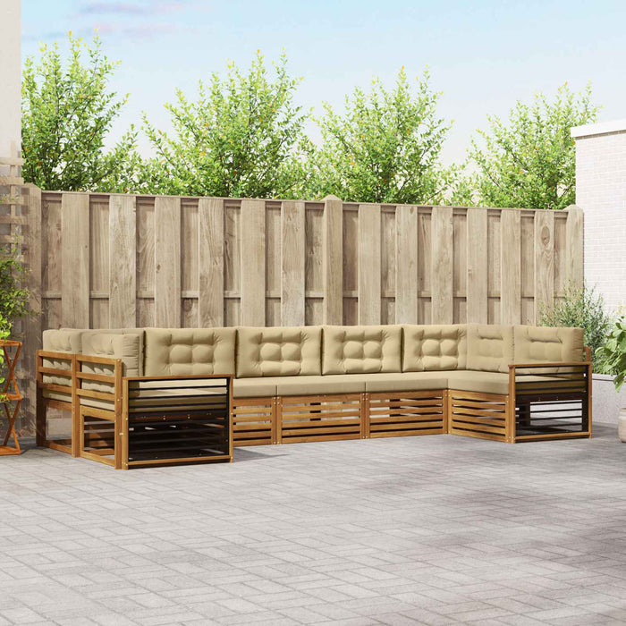 Seturi de canapele 7 pcs Natural și Bej Lemn Solid de Acacia - WALTI WALTI