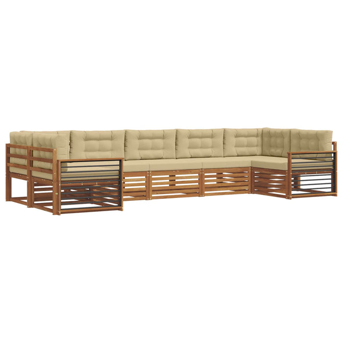 Seturi de canapele 7 pcs Natural și Bej Lemn Solid de Acacia - WALTI WALTI