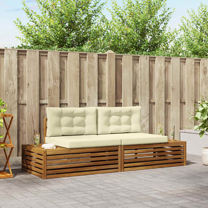Set de canapele de exterior cu pernă 2 Bucată Natural și Crem - WALTI WALTI