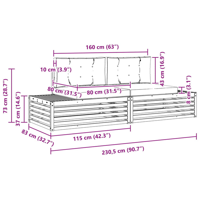 Set de canapele de exterior cu pernă 6 Bucată Natural și Bej - WALTI WALTI