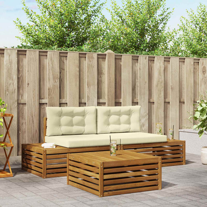 Set de canapele de exterior cu pernă 3 Bucată Natural și Crem - WALTI WALTI