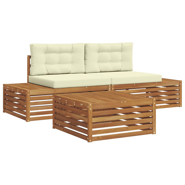 Set de canapele de exterior cu pernă 3 Bucată Natural și Crem - WALTI WALTI