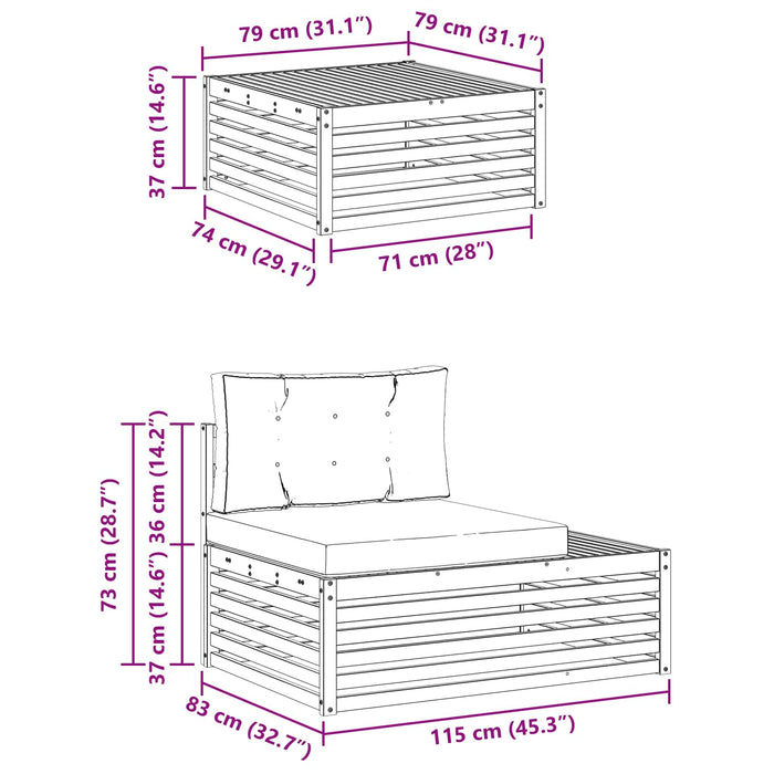Set de canapele de exterior cu pernă 3 Bucată Natural și Crem - WALTI WALTI