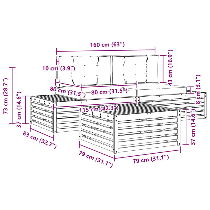 Set de canapele de exterior 7 Bucată Gri natural și deschis - WALTI WALTI
