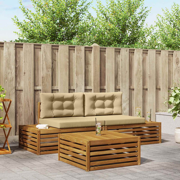 Set de canapele de exterior cu pernă 7 Bucată Natural și Bej - WALTI WALTI