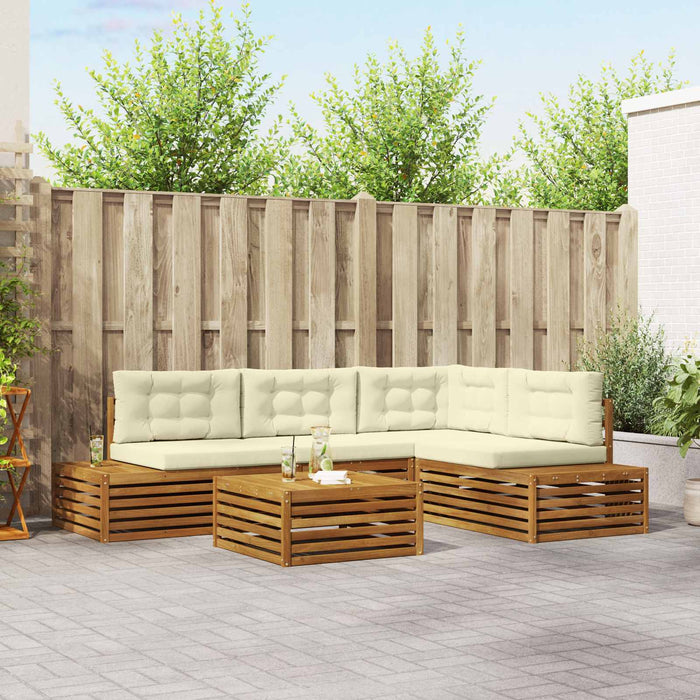 Set de canapele de exterior cu pernă 5 Bucată Natural și Crem - WALTI WALTI