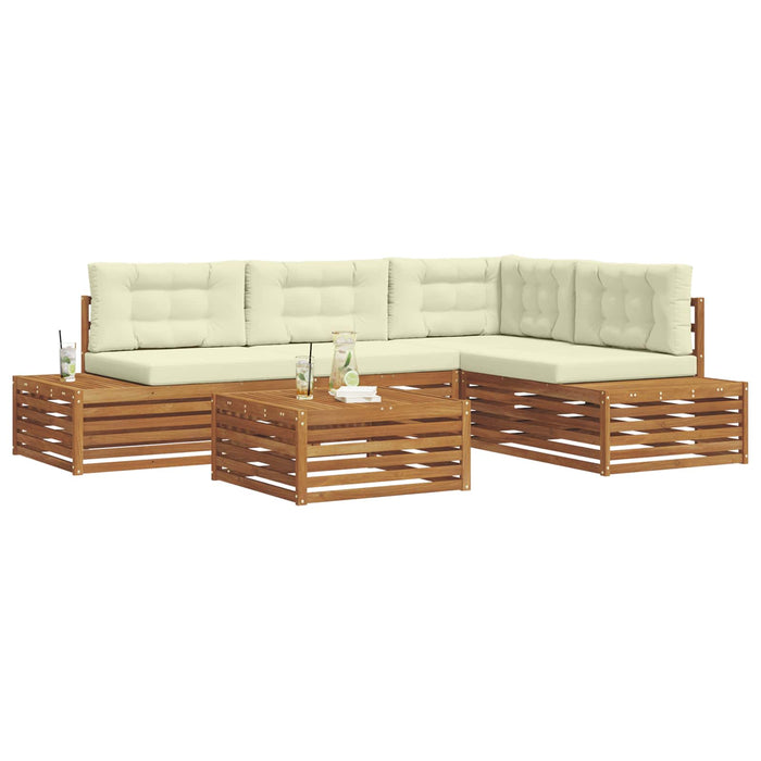 Set de canapele de exterior cu pernă 5 Bucată Natural și Crem - WALTI WALTI