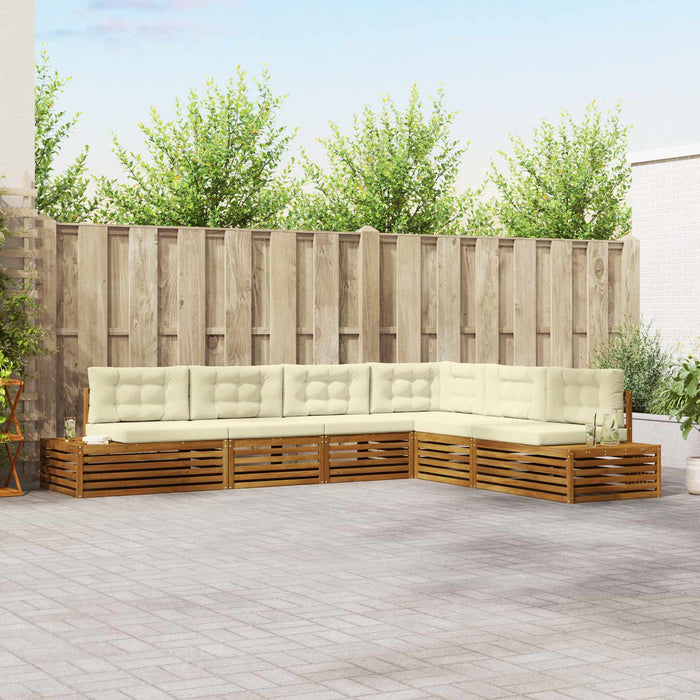 Set de canapele de exterior cu pernă 6 Bucată Natural și Crem - WALTI WALTI