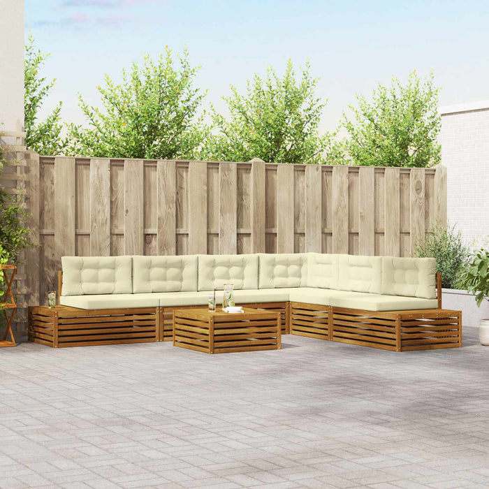 Set de canapele de exterior cu pernă 7 Bucată Natural și Crem - WALTI WALTI
