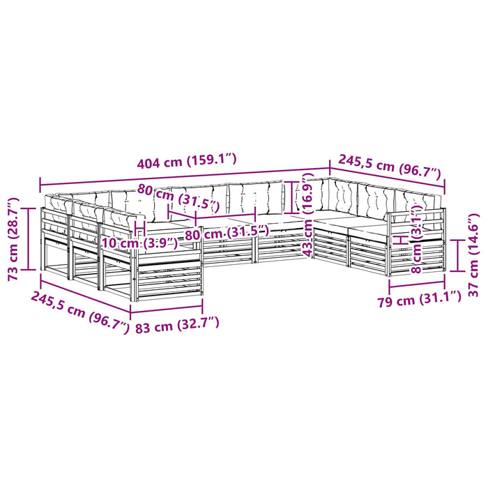 Set de canapele de exterior cu pernă 9 pcs Natural și Crem - WALTI WALTI