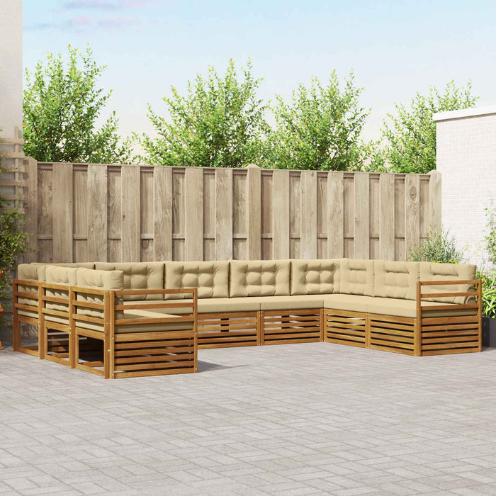 Set de canapele de exterior cu pernă 9 pcs Natural și Bej - WALTI WALTI